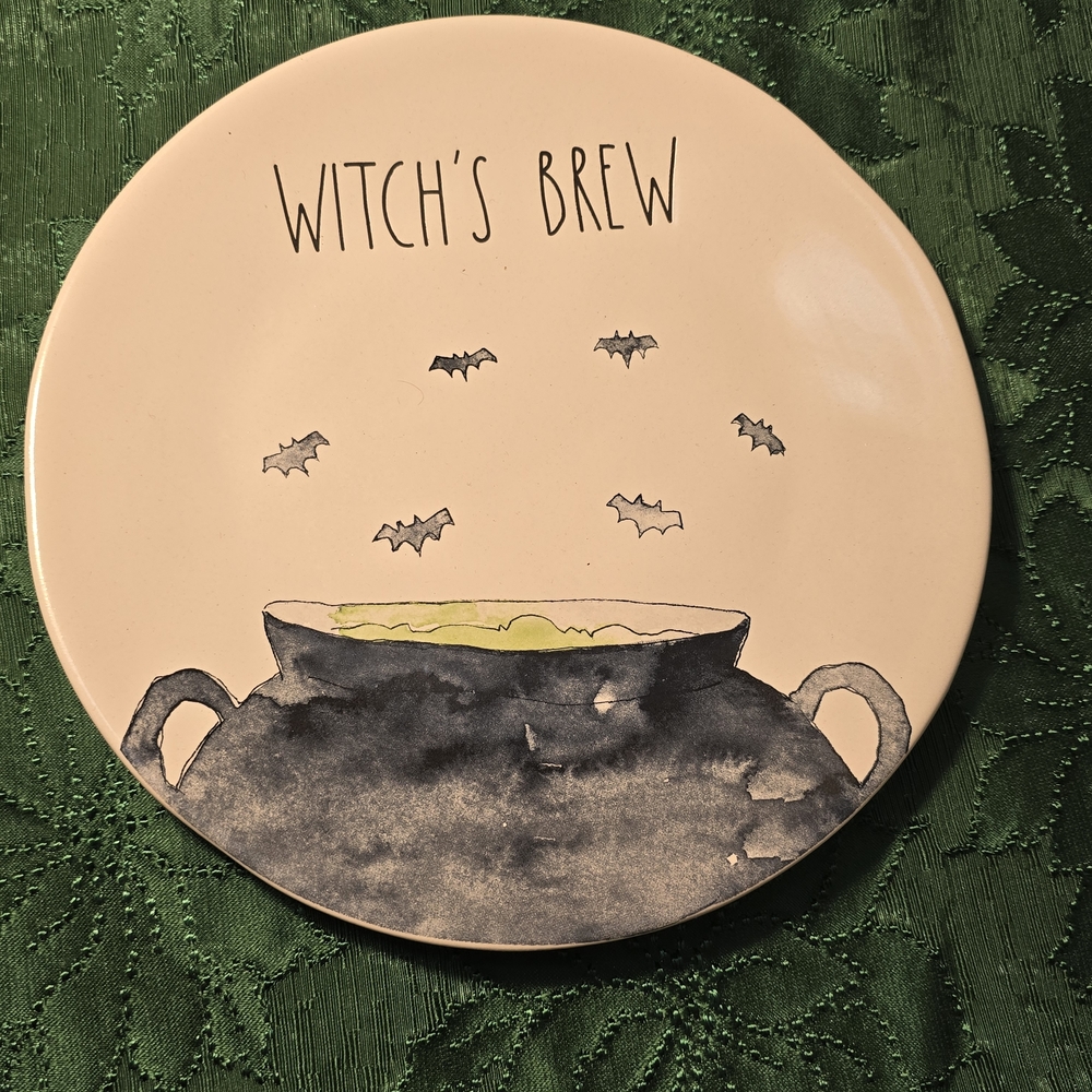 Rae‎ Dunn 8 1/4" Witch's Brew Plate with Green Accents #1